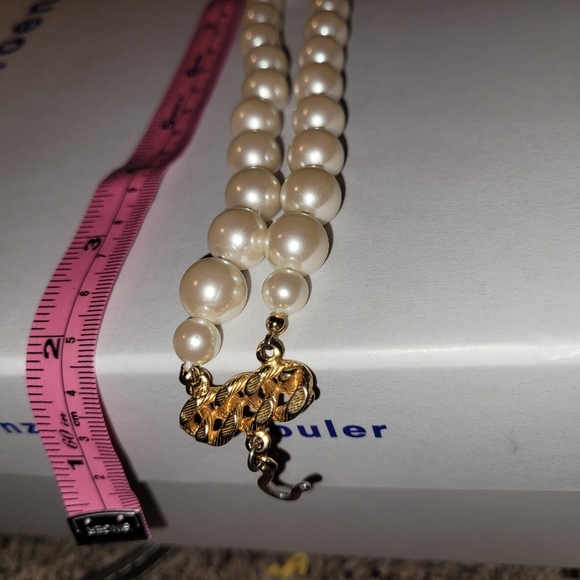 VTG Carolee Pearl & golden chain link necklace - Picture 9 of 12